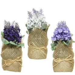Kunstpflanze Lavendel, Lavendel im Jutesack, 3 versch. Ausführungen, 17cm