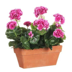 Kunstpflanze Geranie dunkles rosa-pink im Balkonkasten terra, 29cm, Mica Decorations