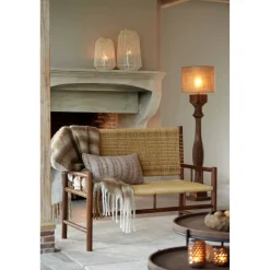 Lampenschirm Caden beige, Lampenschirm Zylinder 40x40x30cm, Light & Living