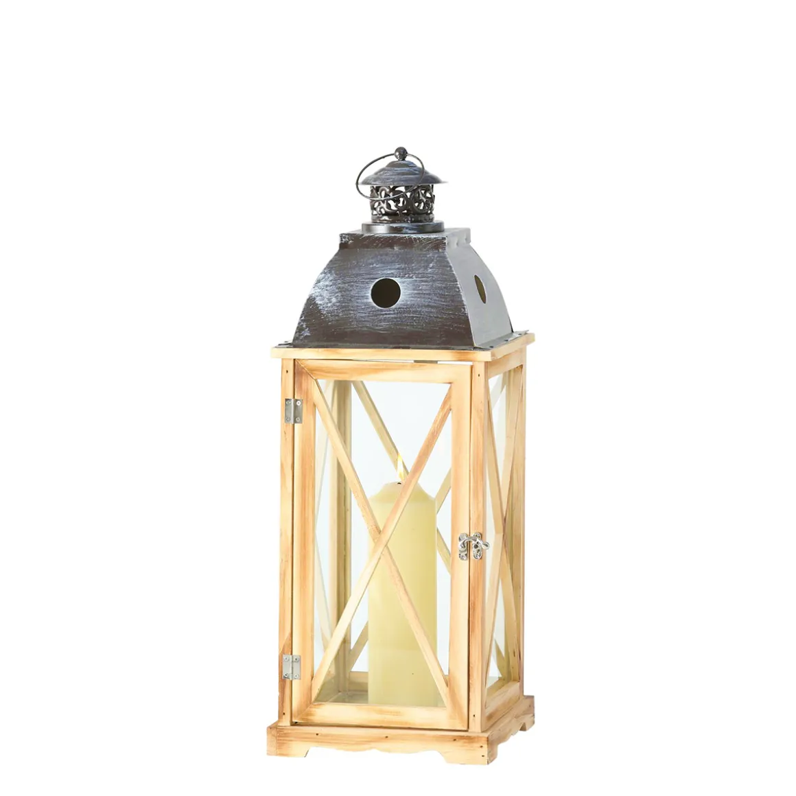 Laterne Bristol, Holzlaterne mit Metalldach, 22x59cm, Boltze Home Collections