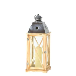 Laterne Bristol, Holzlaterne mit Metalldach, 22x59cm, Boltze Home Collections