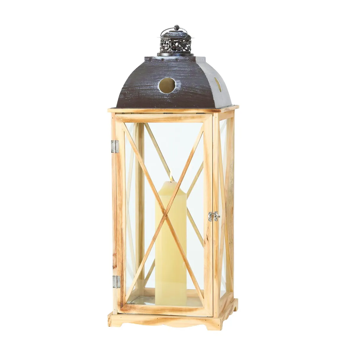 Laterne Bristol, Holzlaterne mit Metalldach, 31x82cm, Boltze Home Collections