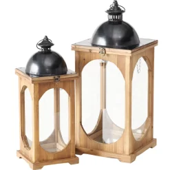 Laterne Melira, Holzlaterne mit großem Glasfenster, 26x61cm, Boltze Home Collections