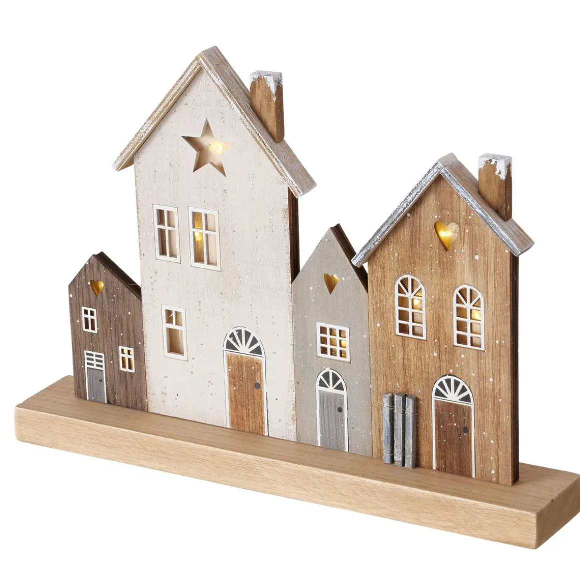 LED Aufsteller Haus Shabby chic, beleuchtete Häuserzeile Weihnachten, 32cm, Boltze Home Collections