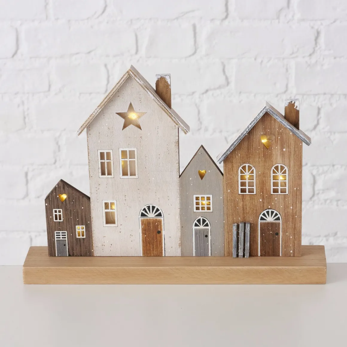 LED Aufsteller Haus Shabby chic, beleuchtete Häuserzeile Weihnachten, 32cm, Boltze Home Collections