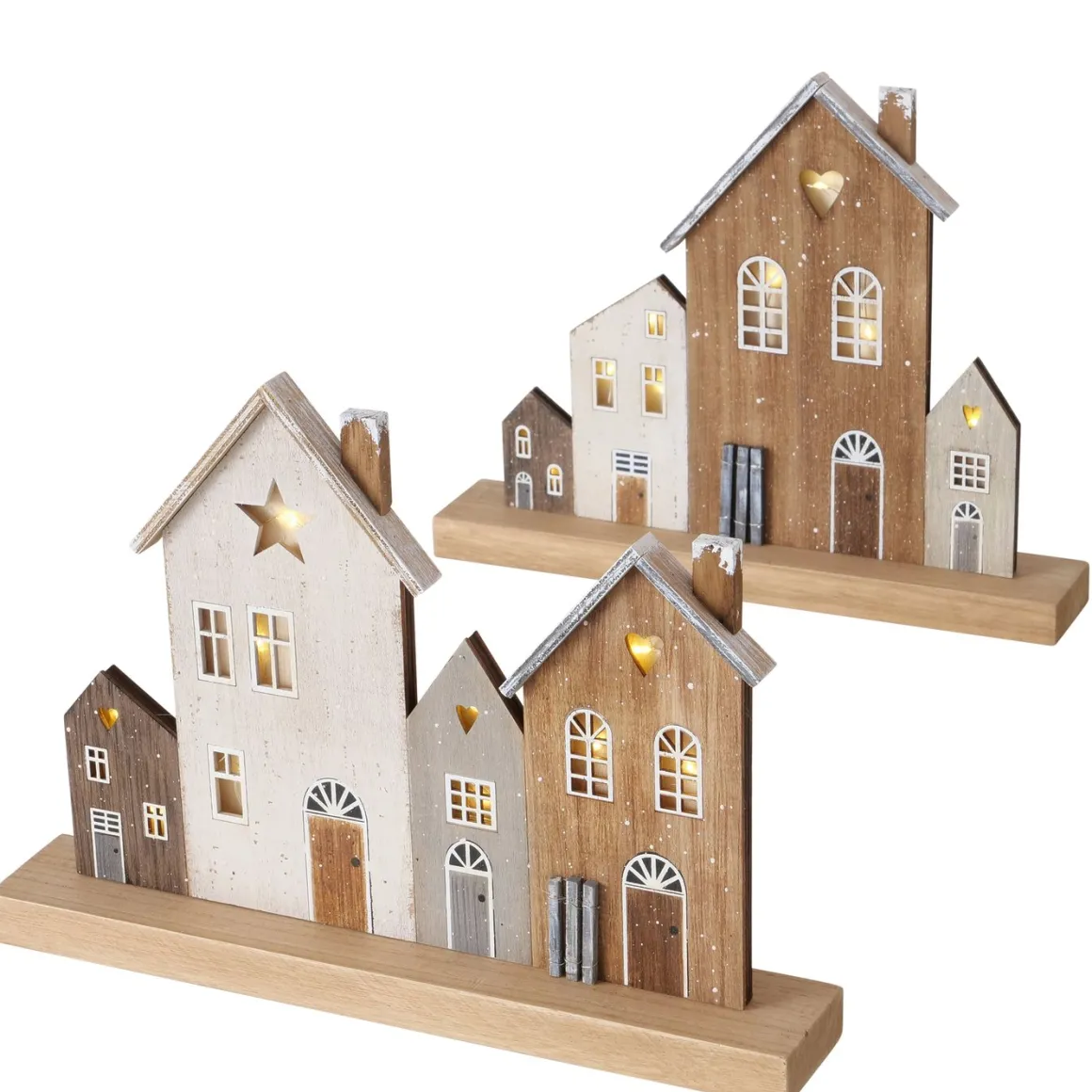 LED Aufsteller Haus Shabby chic, beleuchtete Häuserzeile Weihnachten, 32cm, Boltze Home Collections
