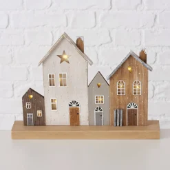 LED Aufsteller Haus Shabby chic, beleuchtete Häuserzeile Weihnachten, 32cm, Boltze Home Collections