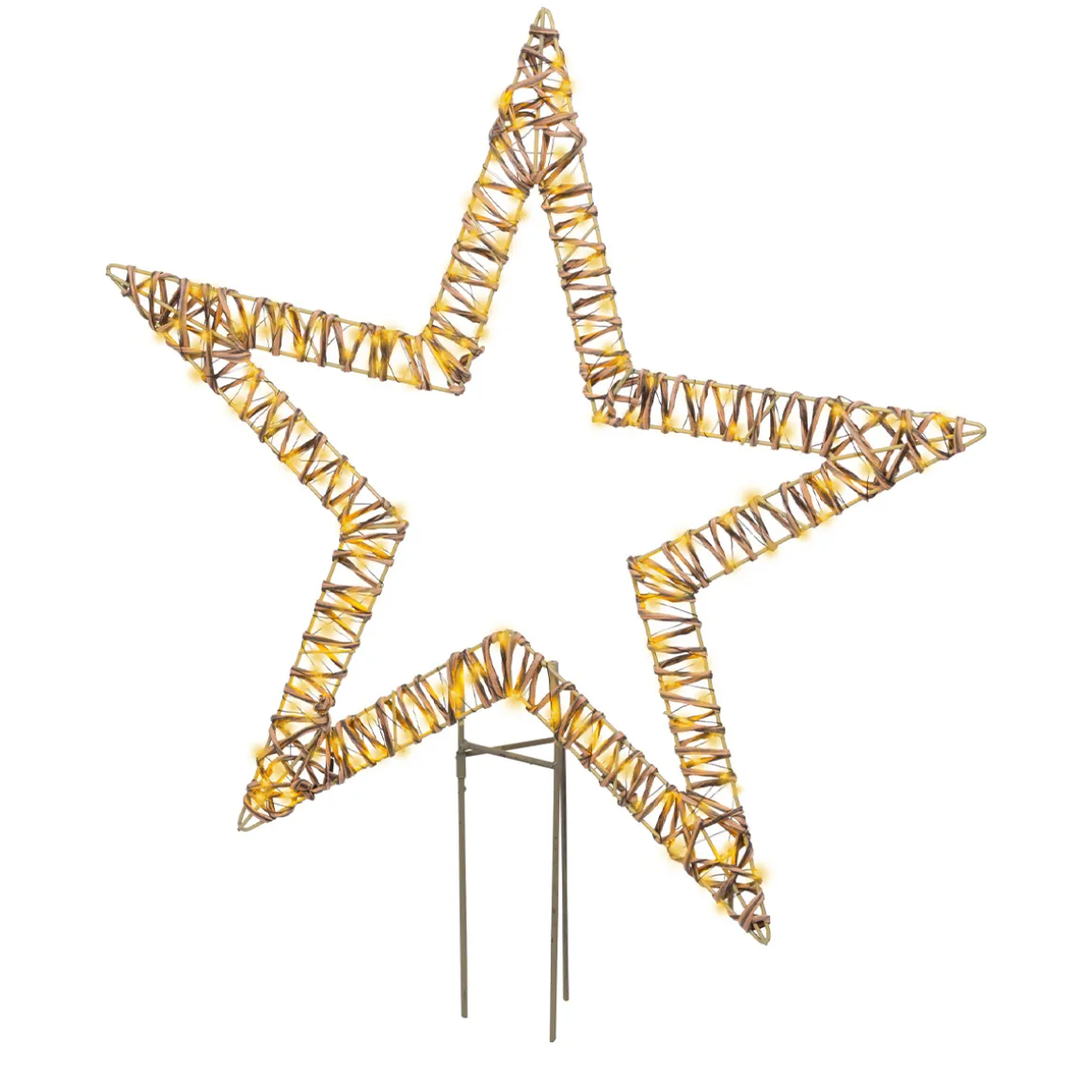 LED Deko Stern Korbgeflecht, Aussenbereich, zum Stecken, 92cm