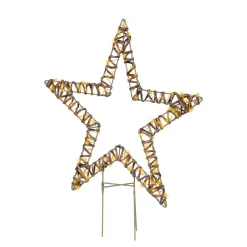 LED Deko Stern Korbgeflecht, Aussenbereich, zum Stecken, 54cm