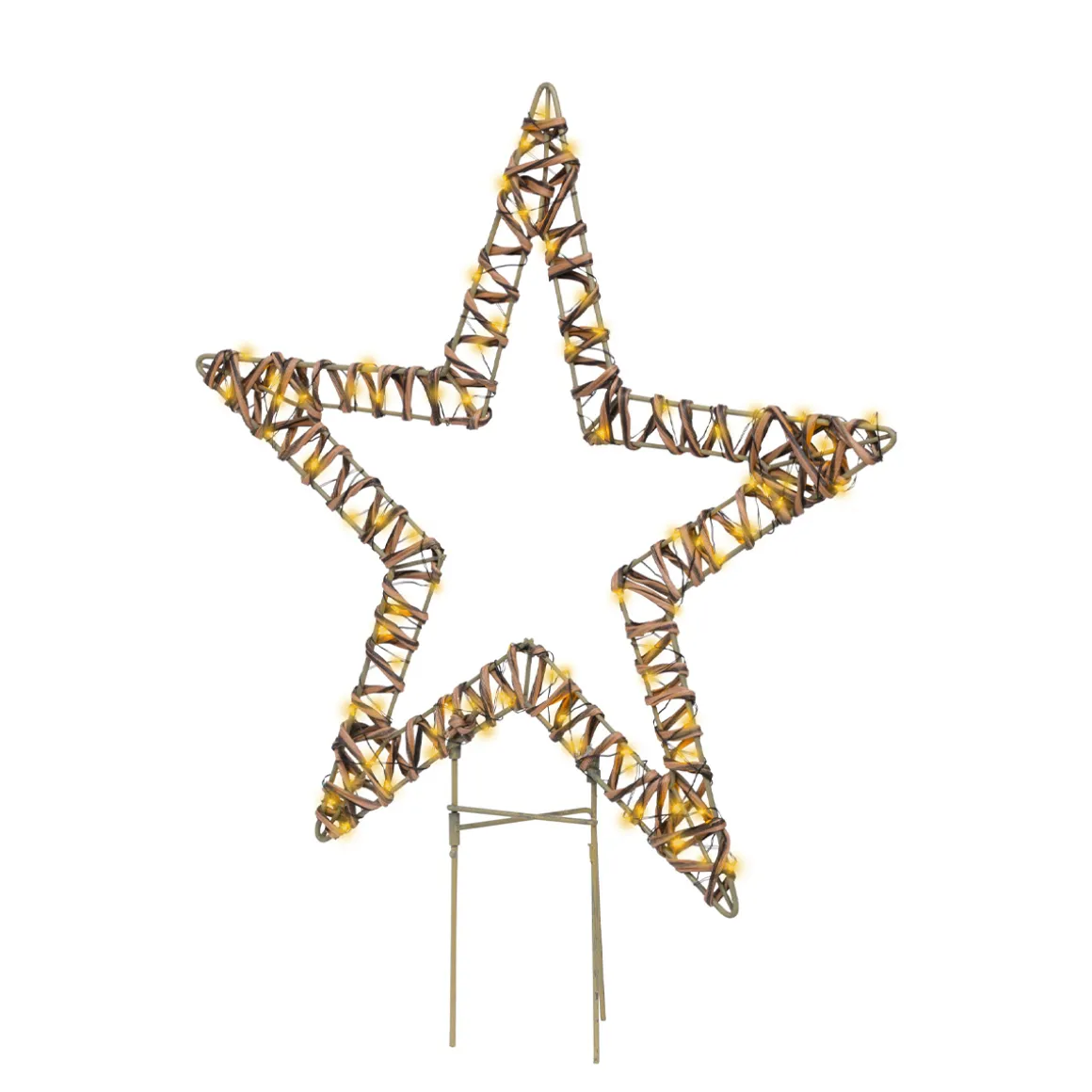 LED Deko Stern Korbgeflecht, Aussenbereich, zum Stecken, 54cm