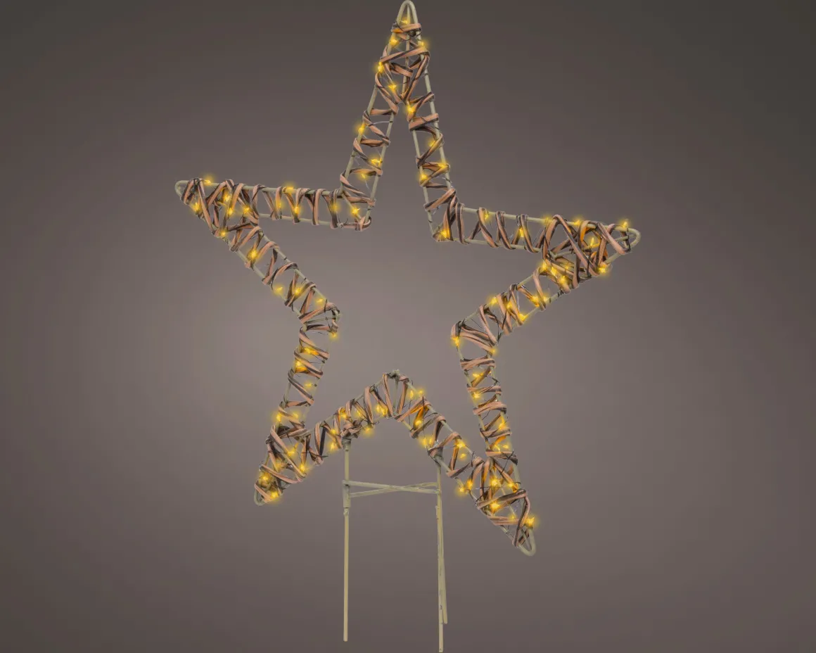 LED Deko Stern Korbgeflecht, Aussenbereich, zum Stecken, 54cm