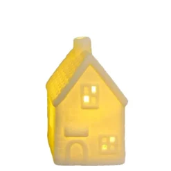 LED Haus Weihnachten, kleines Keramikhaus weiß, 11cm