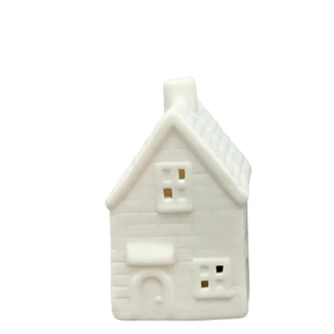 LED Haus Weihnachten, kleines Keramikhaus weiß, 11cm