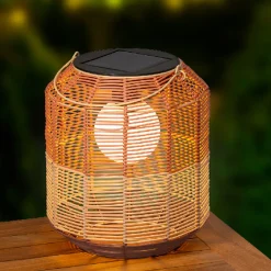 LED Solar Laterne, künstliche Korbweide orangebraun-natur, 28cm, Outdoor, Lumineo