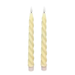 LED Stabkerze Lumiere creme, Wachskerze gedreht, Timerfunktion, Set/2