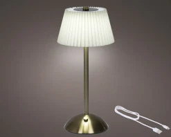 LED Tischlampe Faltenoptik, Creme-Gold, wiederaufladbar, dimmbar, 30 cm