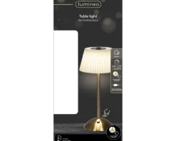 LED Tischlampe Faltenoptik, Creme-Gold, wiederaufladbar, dimmbar, 30 cm