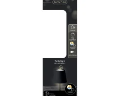 LED Tischlampe Touch schwarz, Tischleuchte wiederaufladbar, 3 untersch Lichtfarben, 27cm