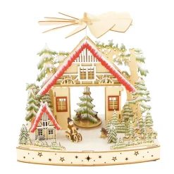 LED Weihnachtshaus aus Holz, Detailreich, beleuchtet, DIJK Natural Collections