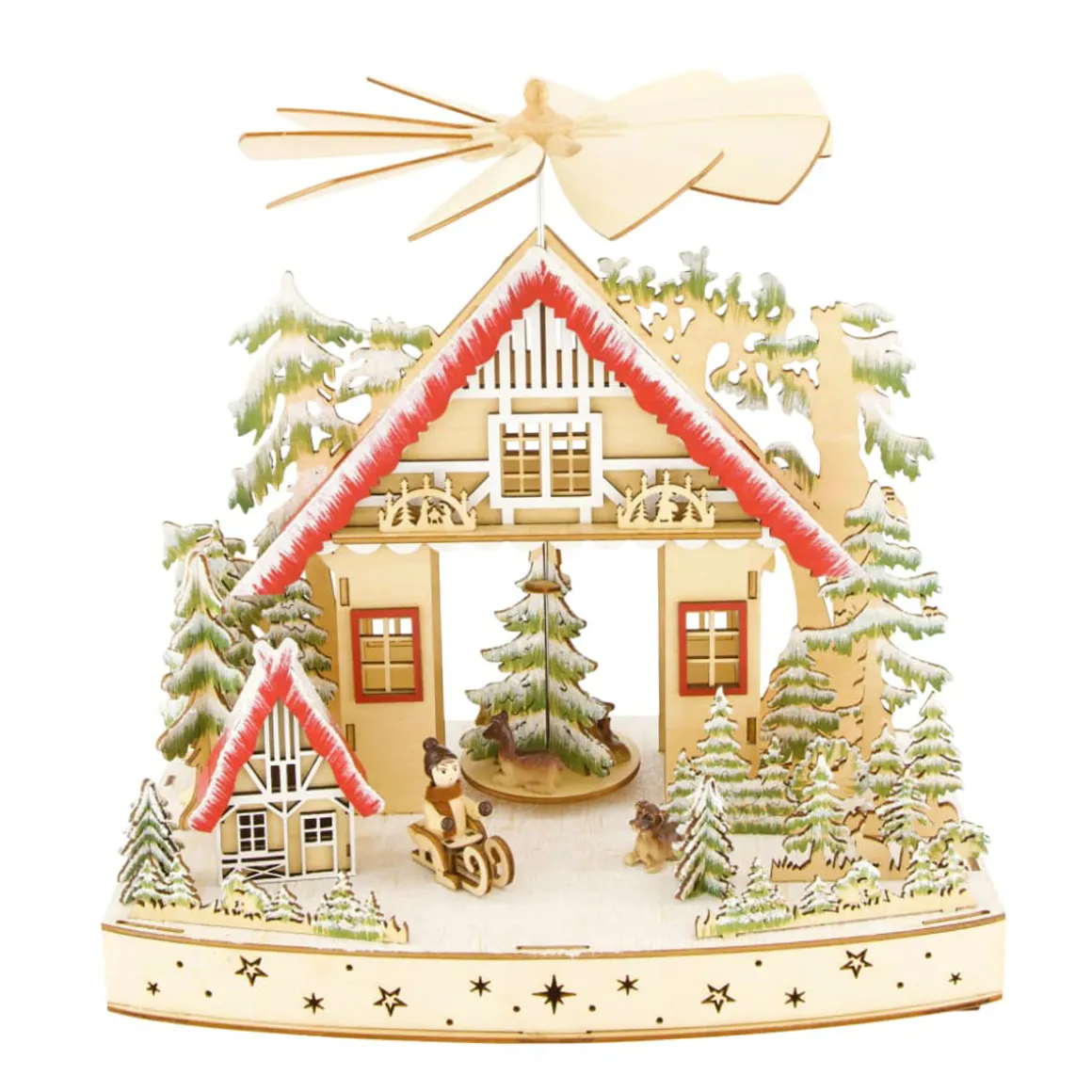 LED Weihnachtshaus aus Holz, Detailreich, beleuchtet, DIJK Natural Collections