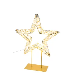 LED Weihnachtsstern gold, Metallstern auf Fuß, 300LED's, 39x46cm