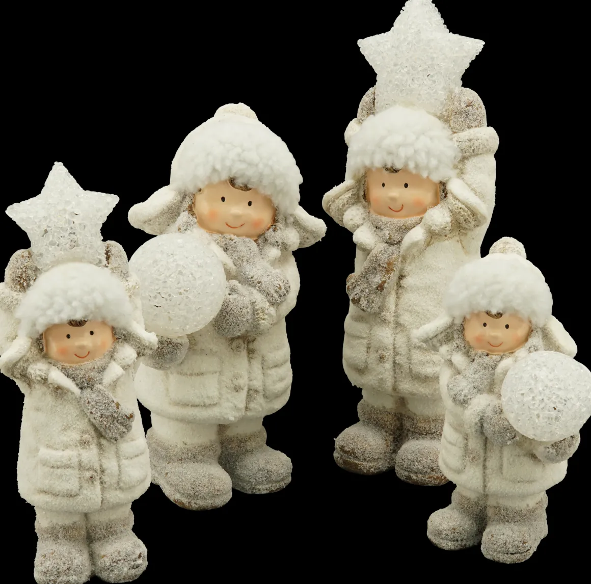 LED Winterkind mit Stern, 31cm, Polyresin