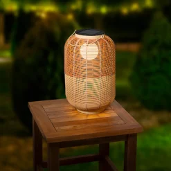 LED Solar Laterne, künstliche Korbweide orangebraun-beige, 43cm, Outdoor, Lumineo