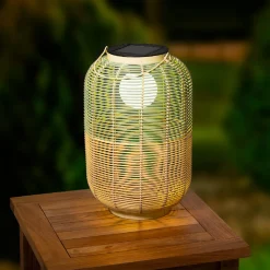 LED Solar Laterne, künstliche Korbweide grün-braun, 43cm, Outdoor, Lumineo
