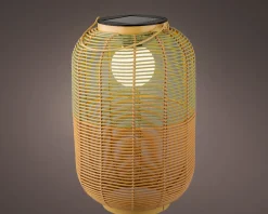 LED Solar Laterne, künstliche Korbweide grün-braun, 43cm, Outdoor, Lumineo