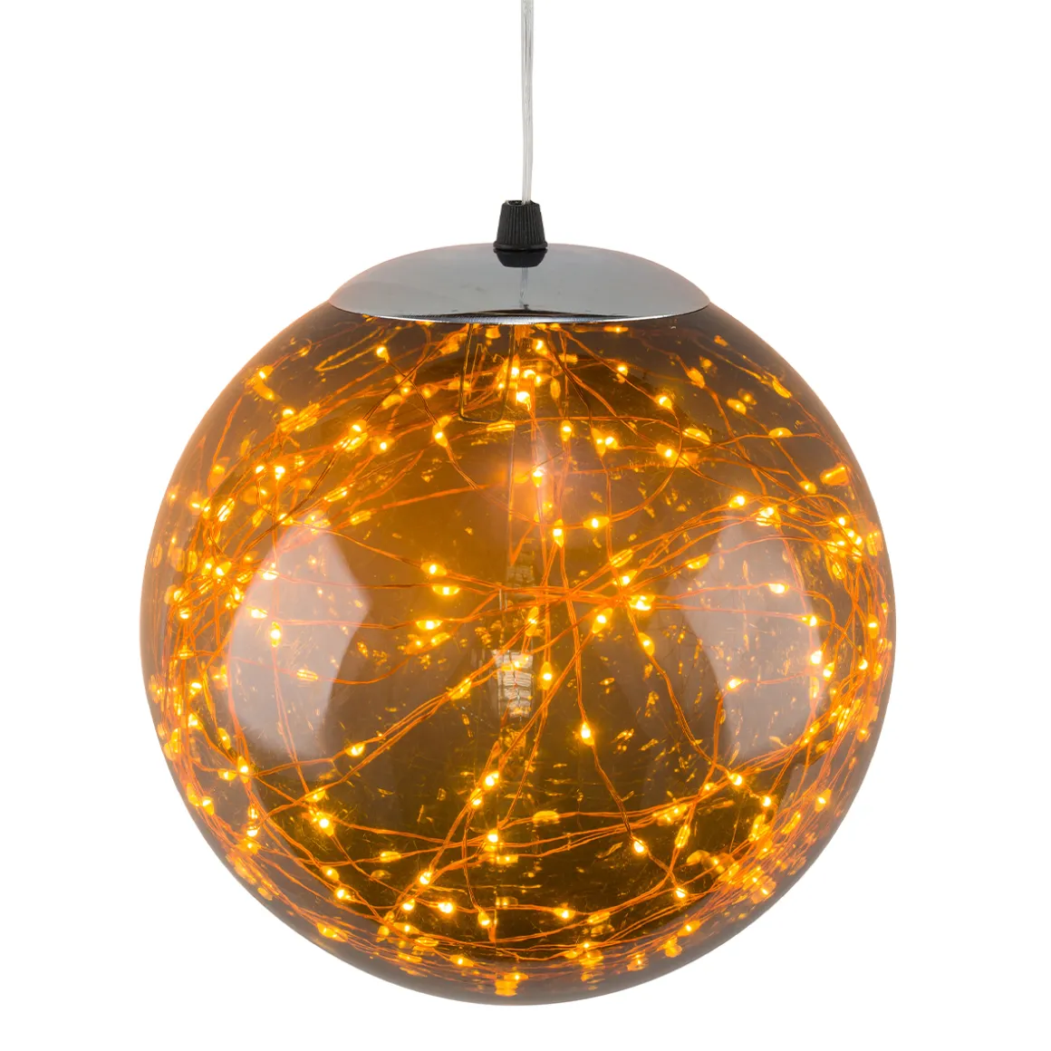 LED Weihnachtskugel Outdoor, braune Acrylkugel zum Hängen, Batteriebetrieb, 80LED's