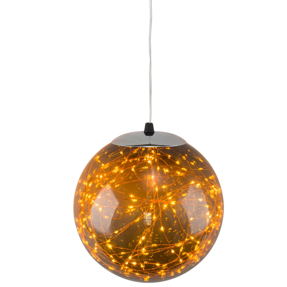 LED Weihnachtskugel Outdoor, braune Acrylkugel zum Hängen, Batteriebetrieb, 80LED's