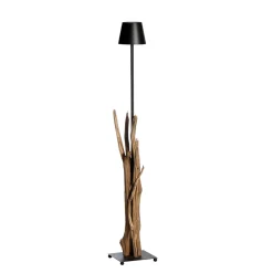 LED Windlicht Raisa Natural, rustikales Naturholzwindlicht mit LED Lampe schwarz, 122cm, WMG Grünber