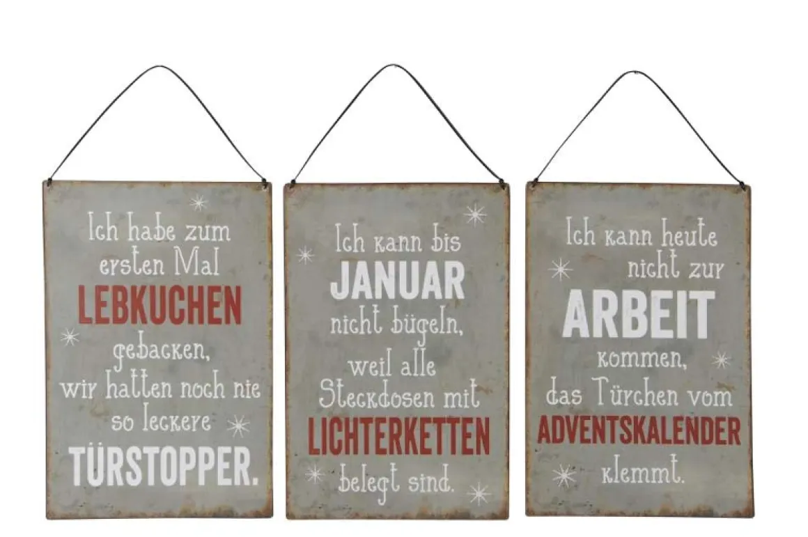 Lustiges Metall-Schild Weihnachtsspruch: Arbeit, 20x30cm