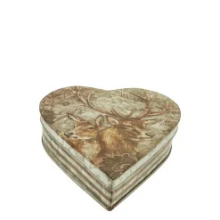 Metalldose Hirsch Antik, rustikale Metalldose in Herzform und Vintage Look, 23x24cm