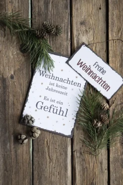 Metallschild Weihnachten mit Spruch, Hänger Merry Christmas, 7x15cm, Ib Laursen