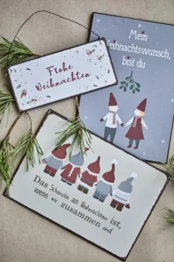 Metallschild Weihnachten mit Spruch, Schild Frohe Weihnachten, 7x15cm, Ib Laursen