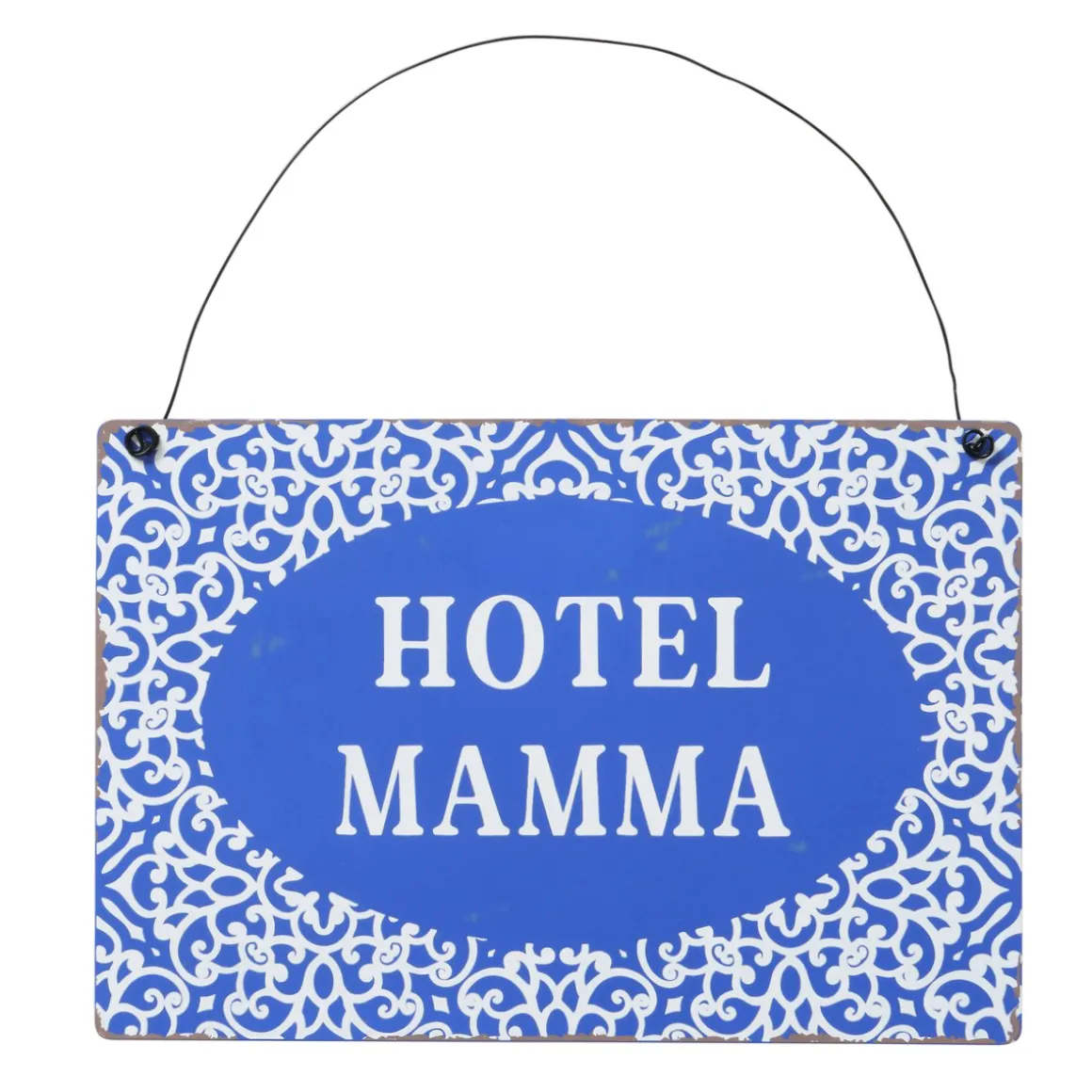 Metallschild mit Spruch: Hotel Mamma, Schild Capri blau, Hänger, Boltze Home Collections