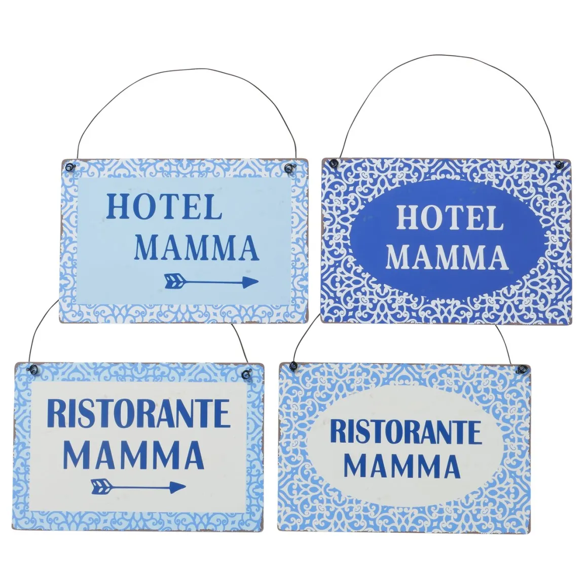 Metallschild mit Spruch: Hotel Mamma, Schild Capri blau, Hänger, Boltze Home Collections