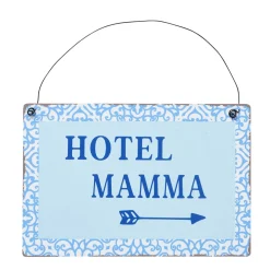 Metallschild mit Spruch: Hotel Mamma, Schild Capri blau, Hänger, Boltze Home Collections