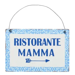 Metallschild mit Spruch: Ristorante Mamma, Schild Capri blau, Hänger, Boltze Home Collections