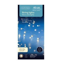 Micro LED Lichterkette, Strangbeleuchtung warmes weiß, 40 LED, 195cm, Lumineo