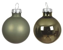 Mini Weihnachtsbaumkugeln aus Glas, rosmaringrün glanz/matt, Ø3,5cm, 16St/Box, Decoris