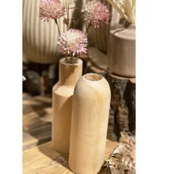 Naturholz Blumenvase Naturholz, kleine schlanke Holzvase mit Reagenzglas, 15cm