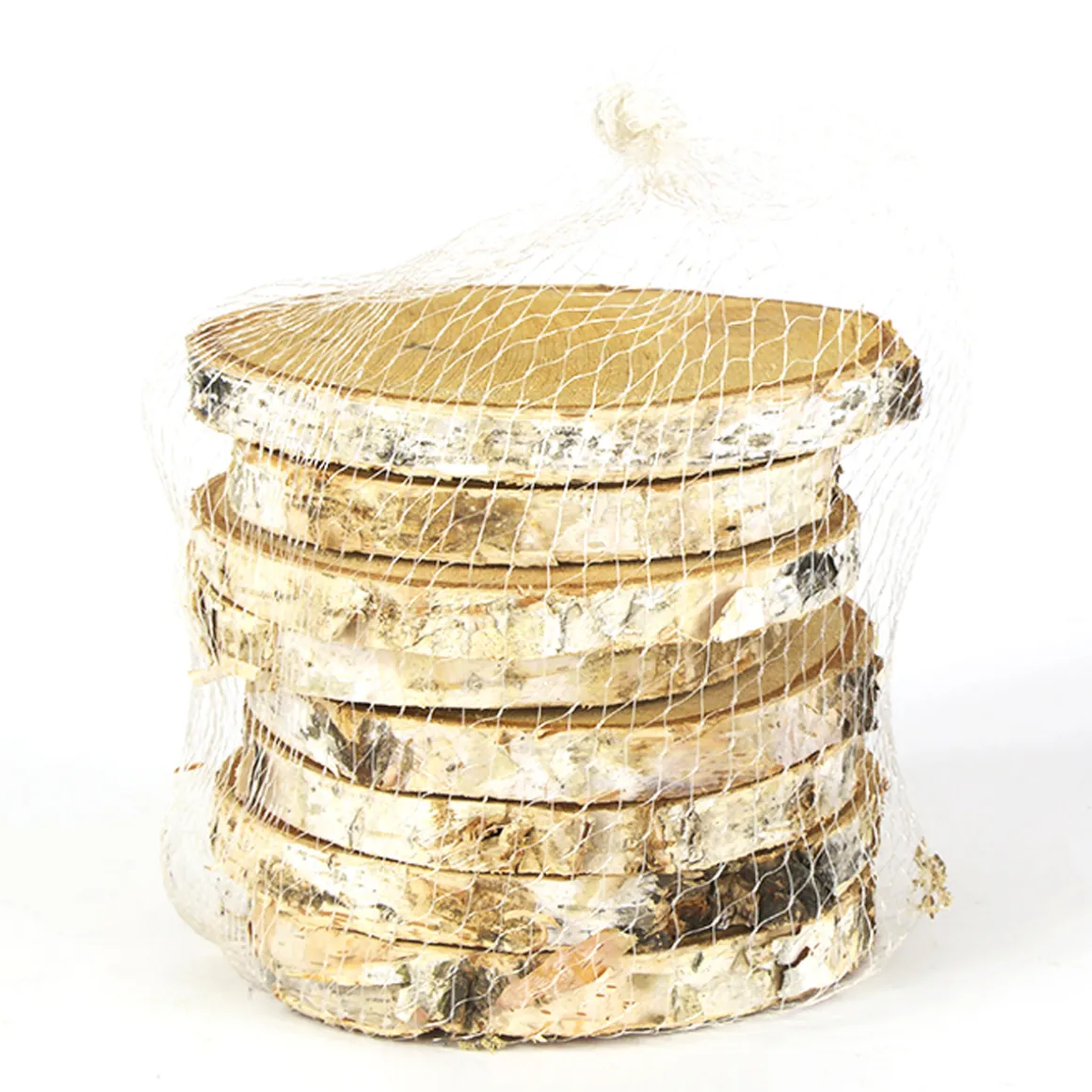 Naturholzscheibe Birke, Birkenscheiben natur, 9-10cm, 8St. im Netz