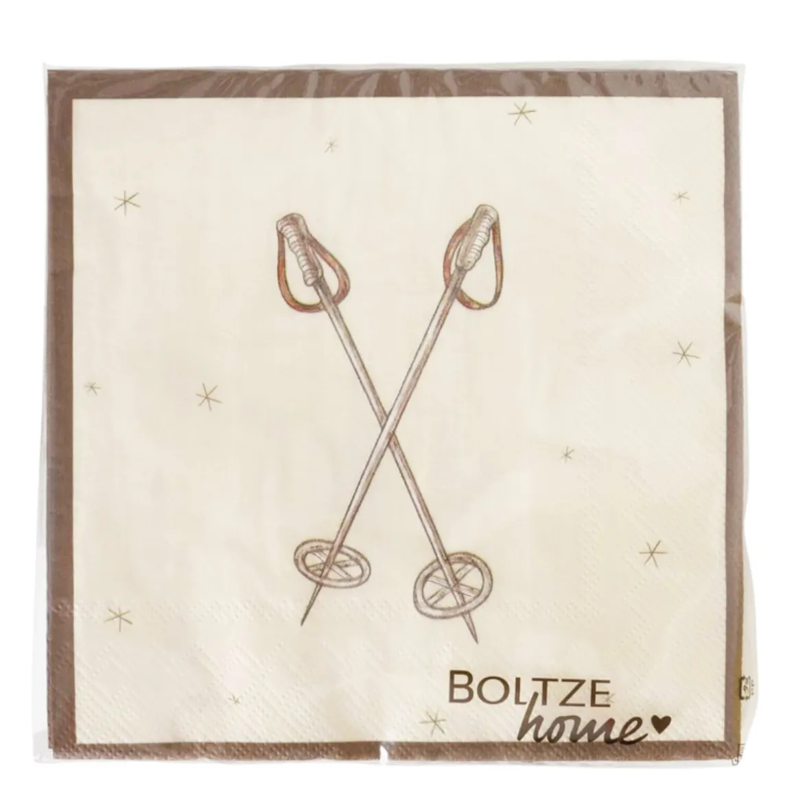 Papierservietten Mountains Skistöcke, Serviette Winterskistöcke, 33x33cm, 20St/Pack, Boltze Home Collections