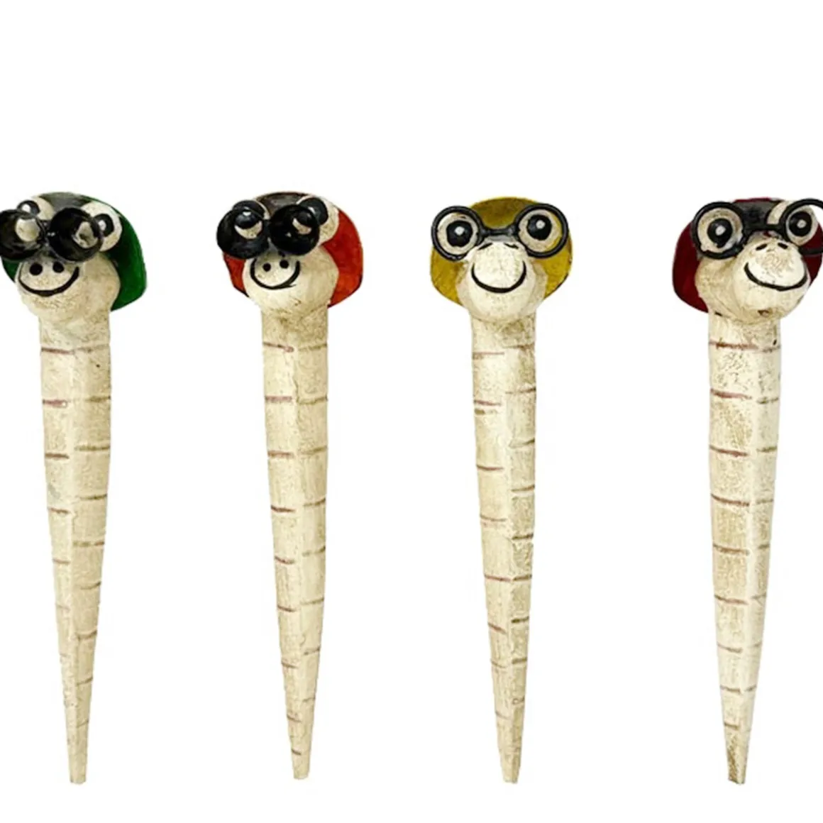 Pflanzenstecker Regenwurm used look, Metallwurm mit Brille/Fernglas und Hut, 29cm