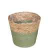 Pflanzkorb Seegras Natur, Übertopf gekordelt grün-natur, 18cm, Naturkorb