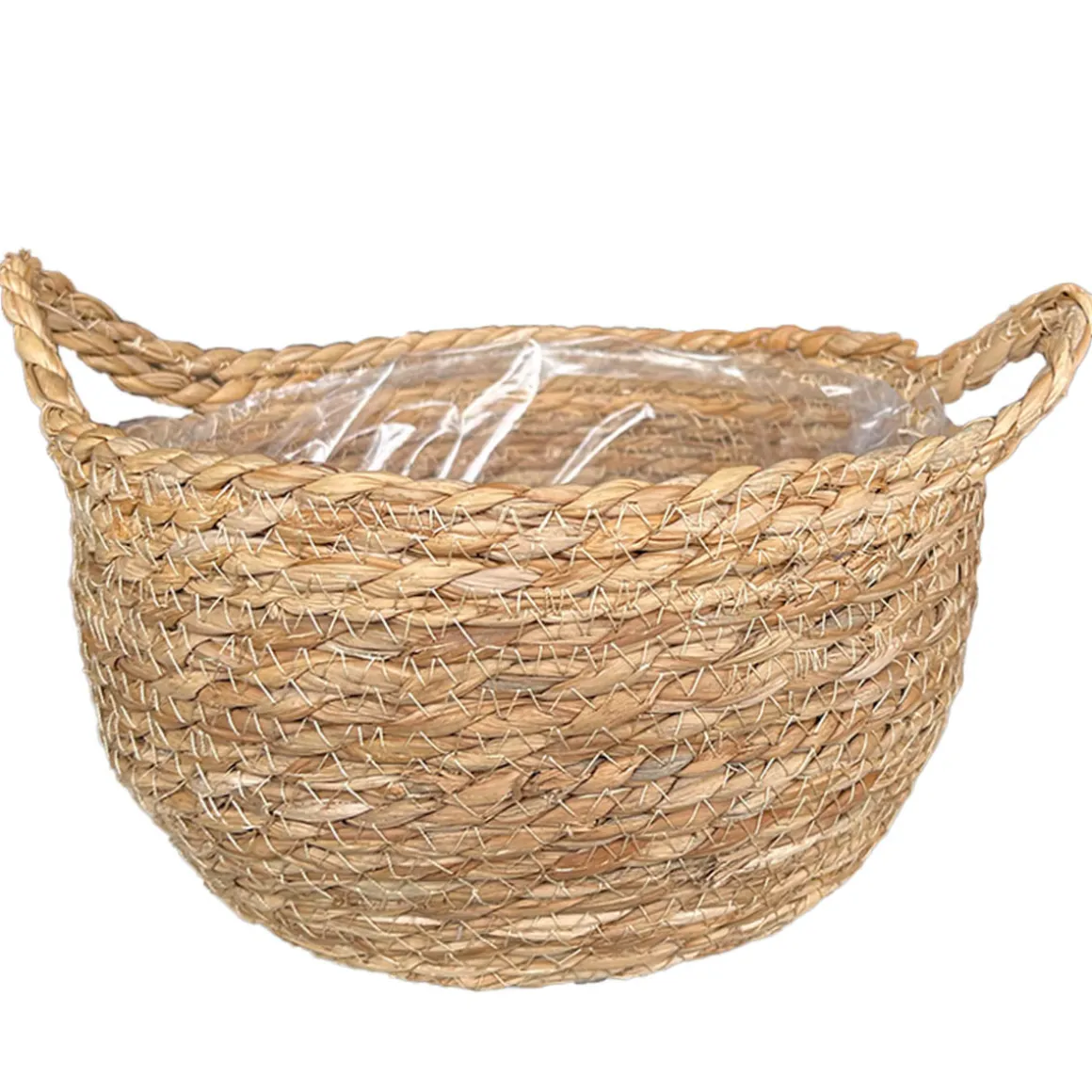 Pflanzkorb Seegras natur, Übertopf mit Henkel natur, 15cm, Naturkorb