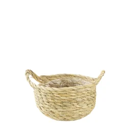 Pflanzkorb Seegras natur, Übertopf mit Henkel natur, 15cm, Naturkorb