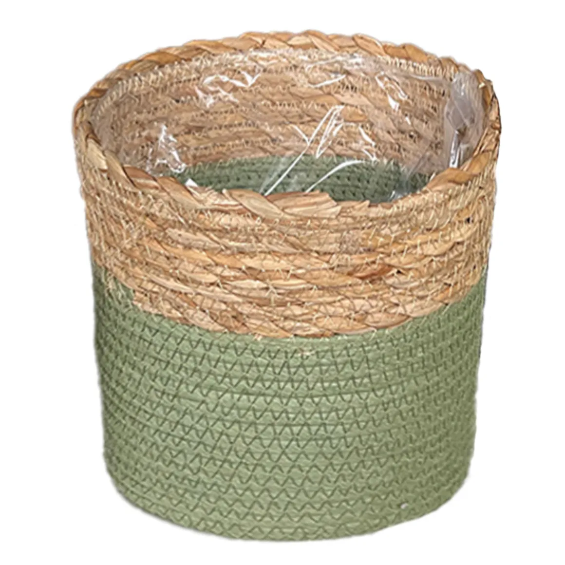 Pflanzkorb Seegras Natur, Übertopf gekordelt grün-natur, 22cm, Naturkorb